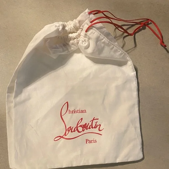 Christian Louboutin White canvas shoe Bags with Red Logo Size 11/15 - Picture 6 of 10